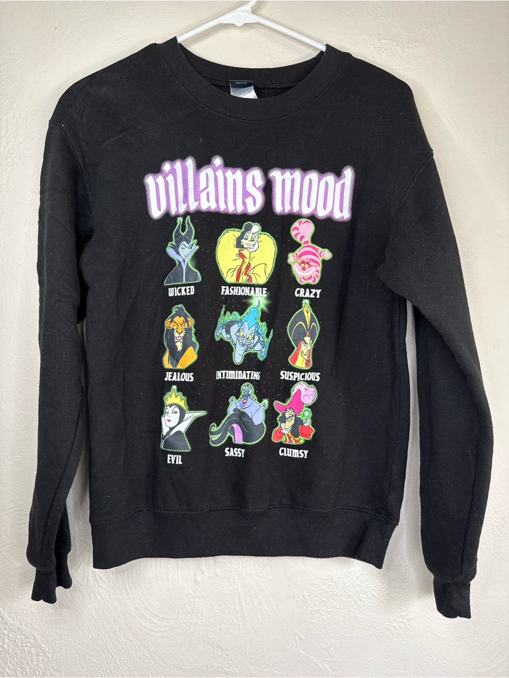 Disney Villains Mood Black Graphic Sweatshirt XS